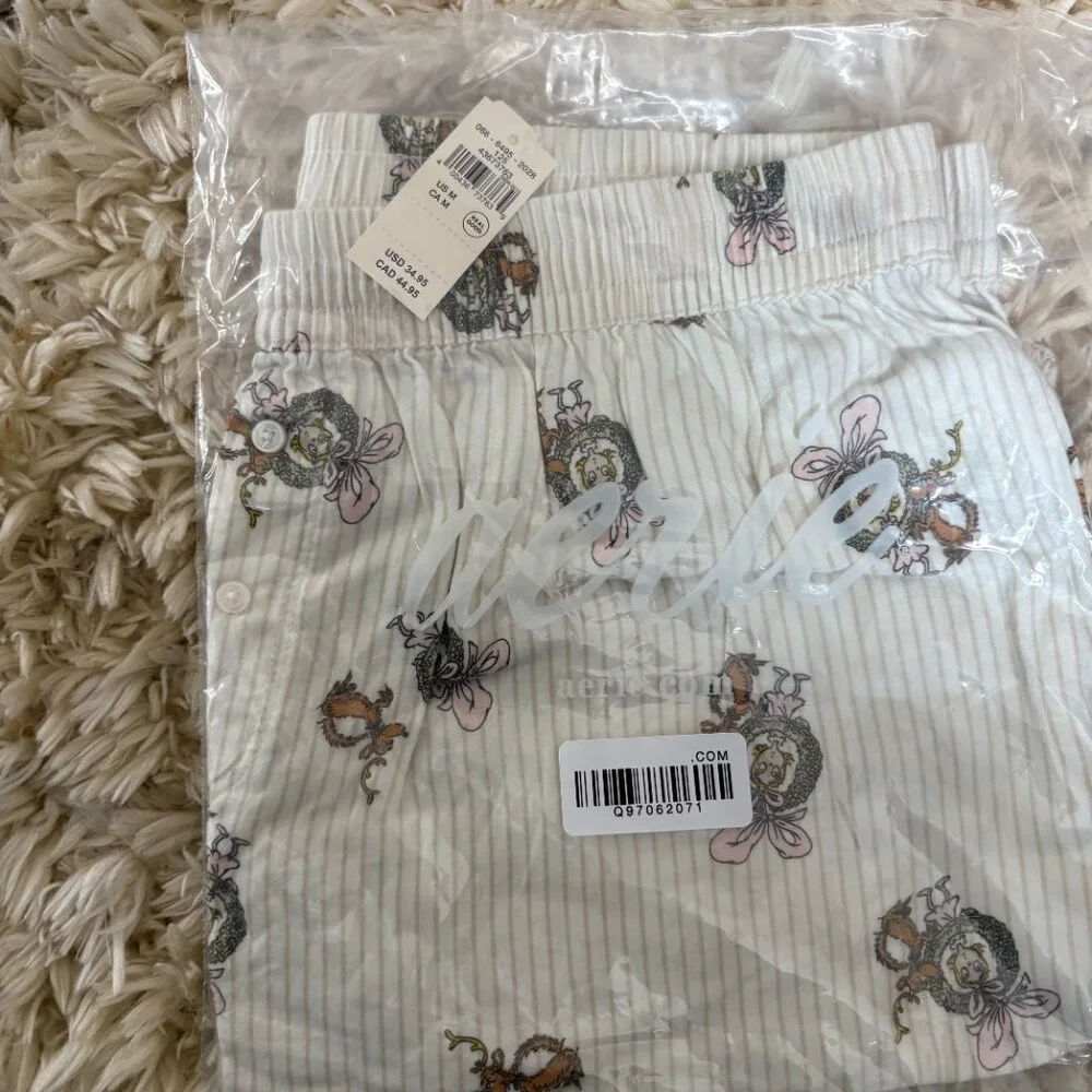 NWT Aerie Flannel Girl Boxer Cindy Lou Shorts – Cozy Flannel Sleep Bottoms - Picture 2 of 2